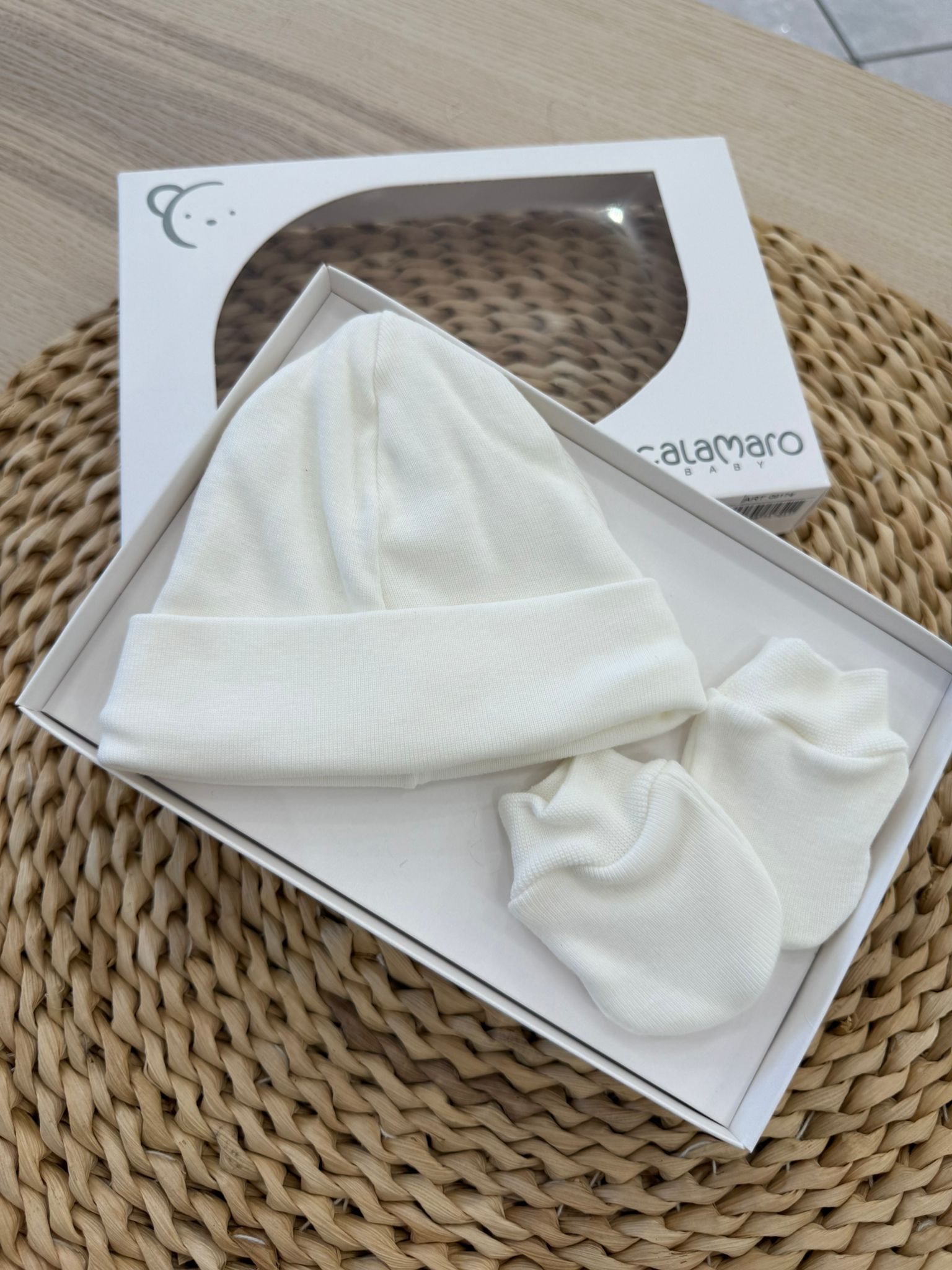 Set Cappello e muffole nascita