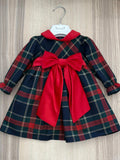Abito in tartan con fiocco Rosso