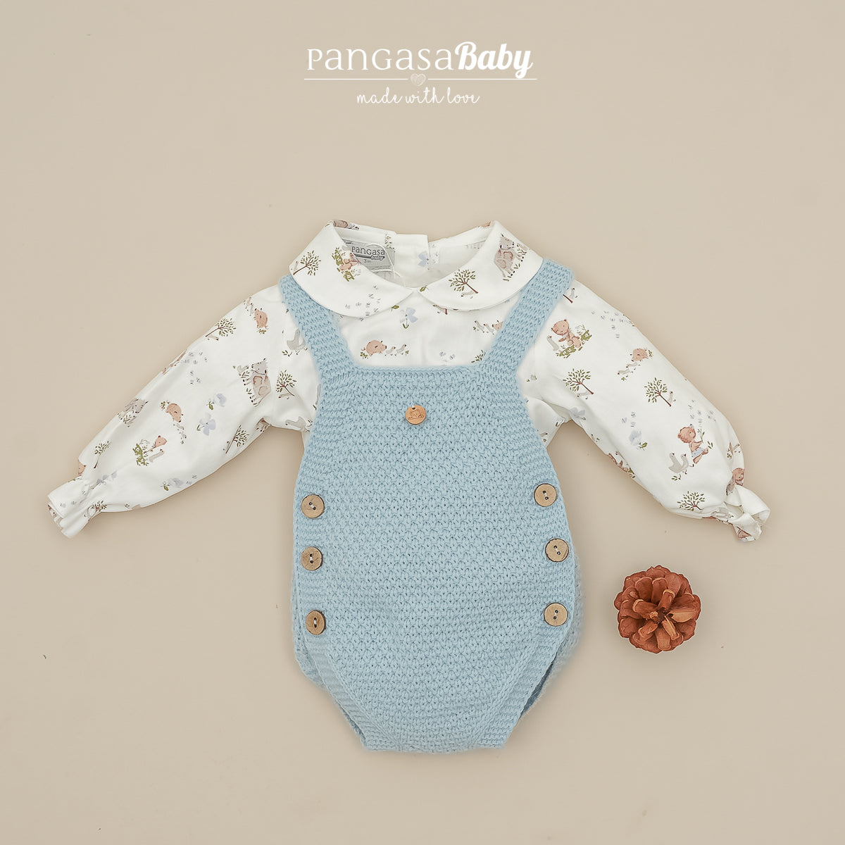 Saloppette  di maglia con camicia fantasia fattoria