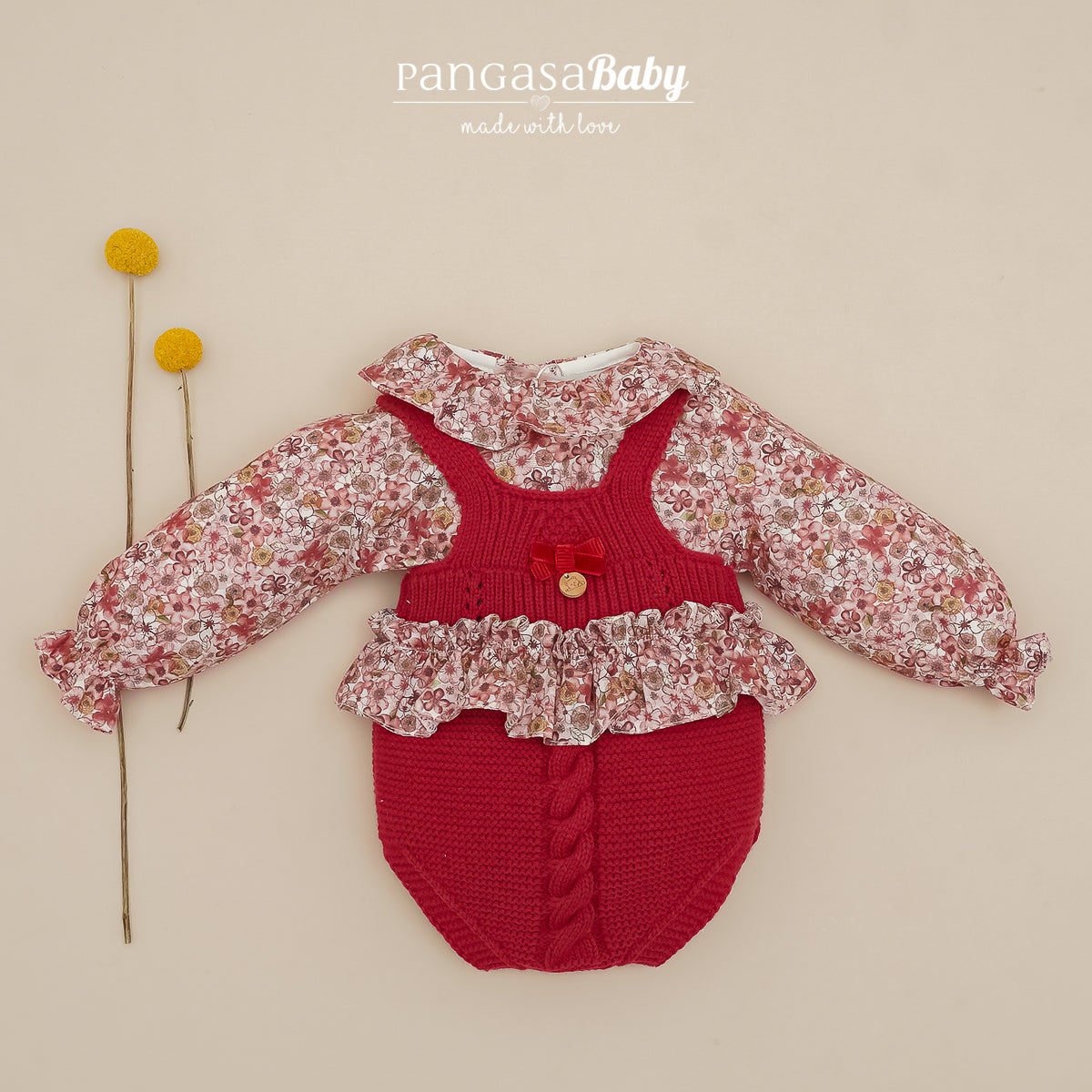 Saloppette  di maglia con camicia a fiori