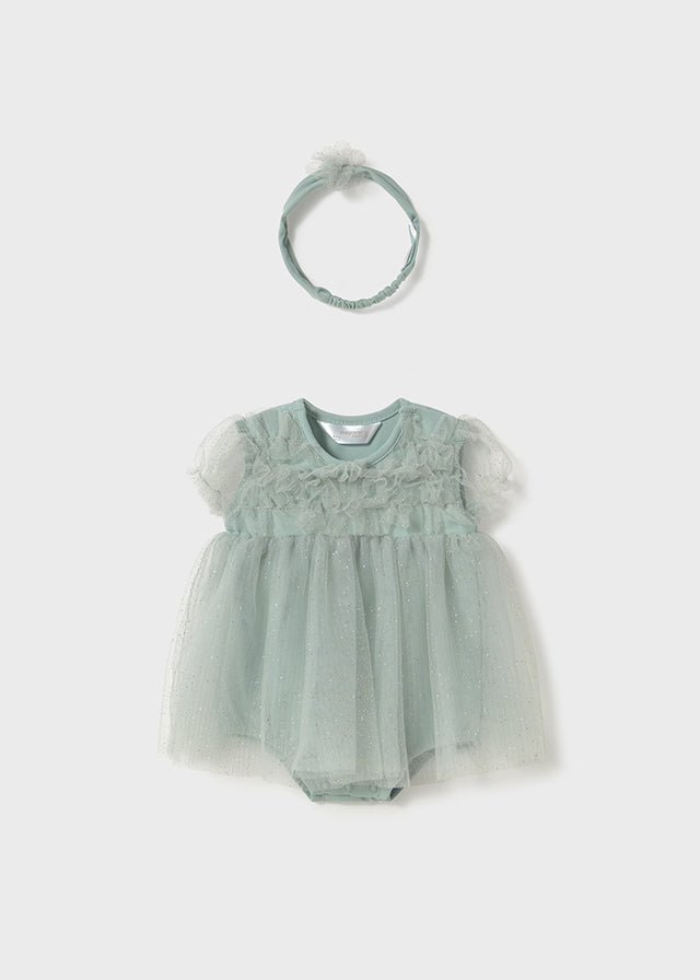 Tutina con gonna di tulle e fascia