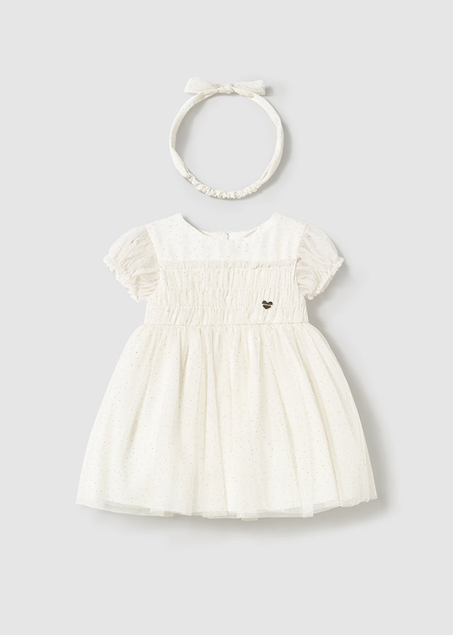 Vestito tulle scintillante con fascia