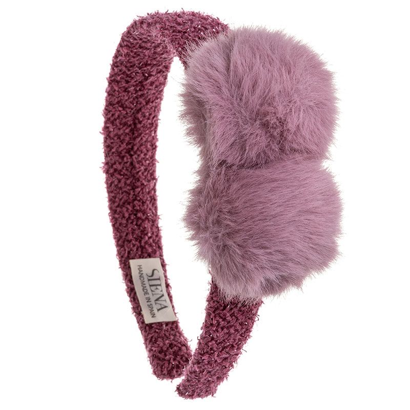 Cerchietto in tweed semplice con glitter e 2 ponpon