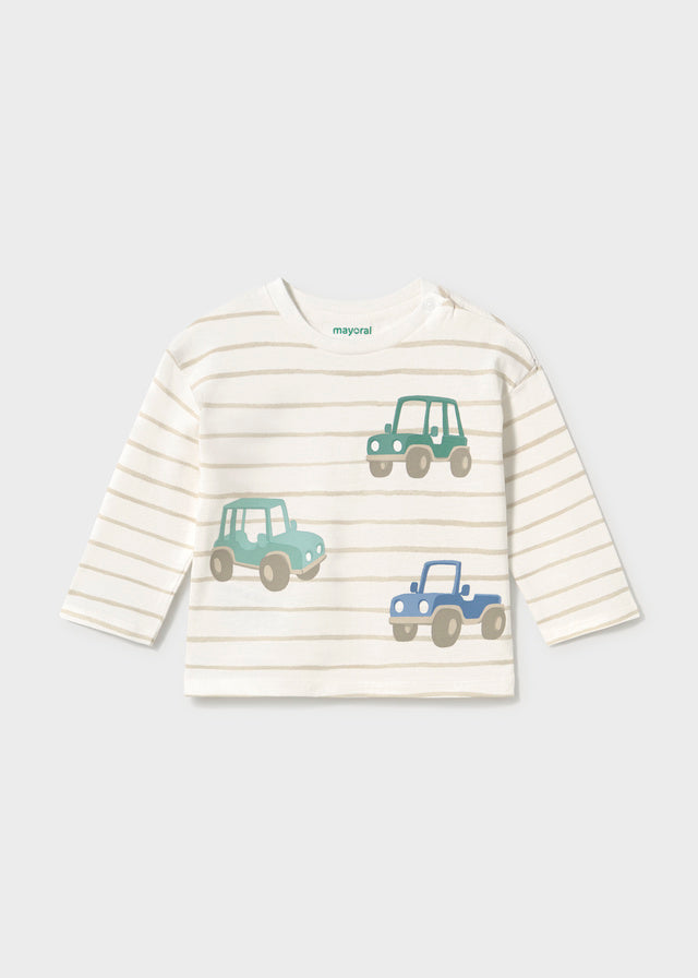 Maglietta m/l righe e print