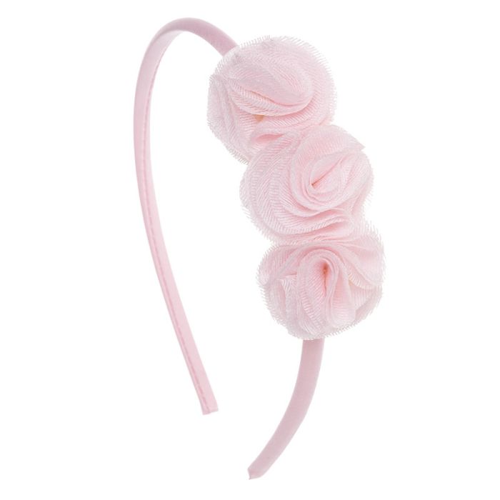 Fascia per neonata con 3 fiori plissettati in chiffon
glitterato