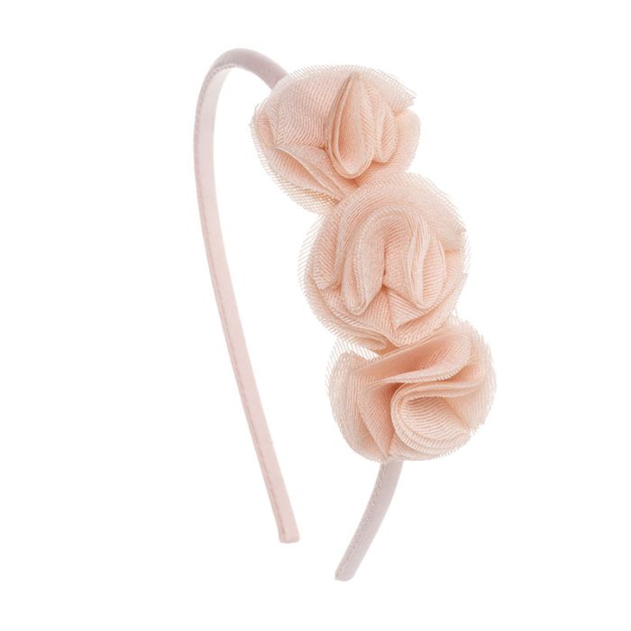 Fascia per neonata con 3 fiori plissettati in chiffon
glitterato