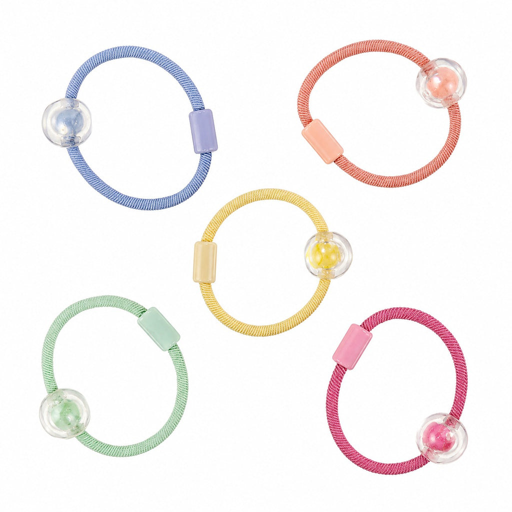 5 Mini scrunchie con perlina colorata