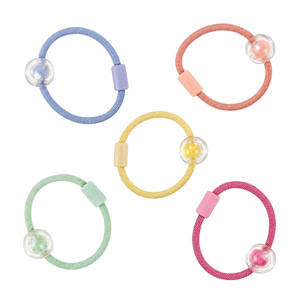 5 Mini scrunchie con perlina colorata