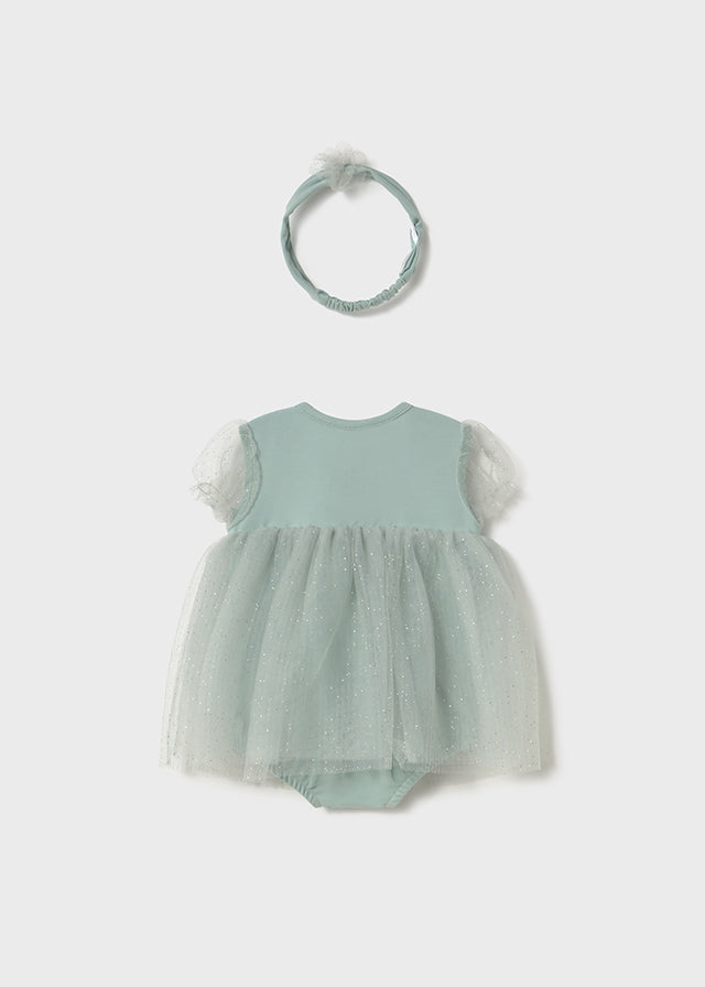 Tutina con gonna di tulle e fascia