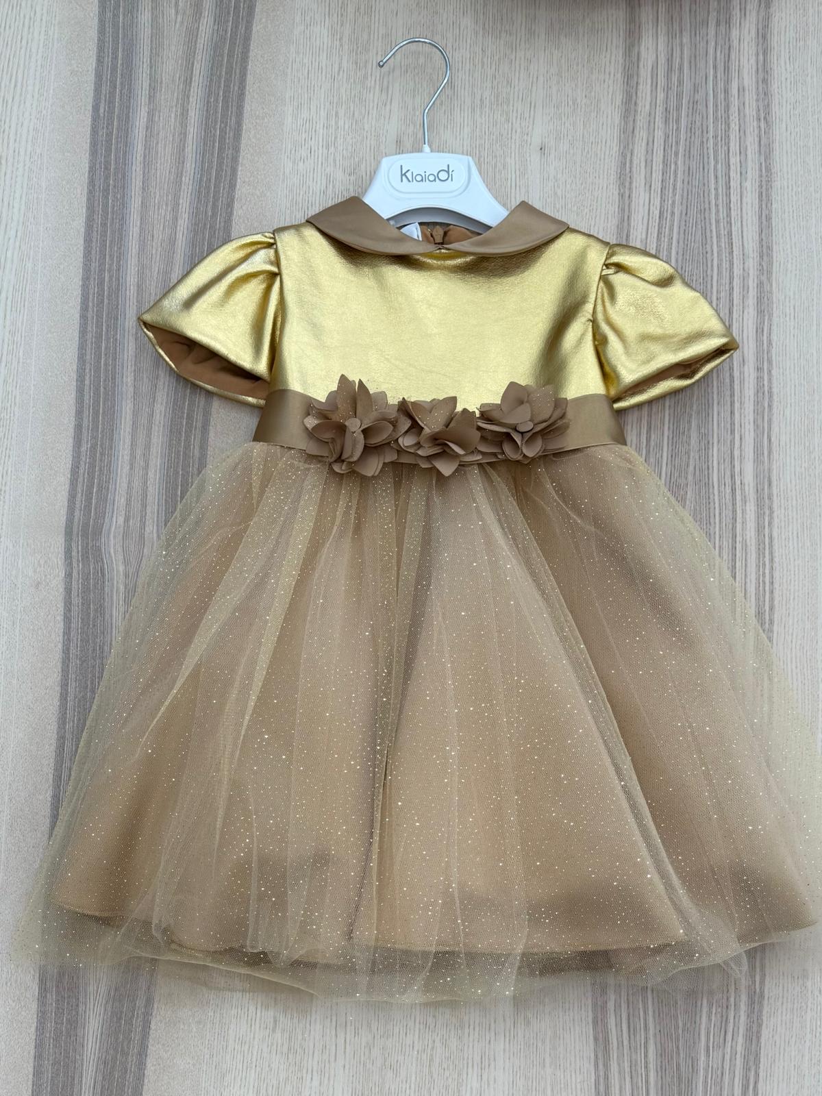 Vestio con corpetto in pelle e gonna di tulle glitterata