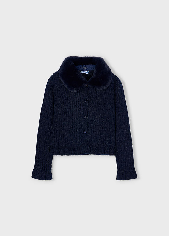 Cardigan tricot colletto pell