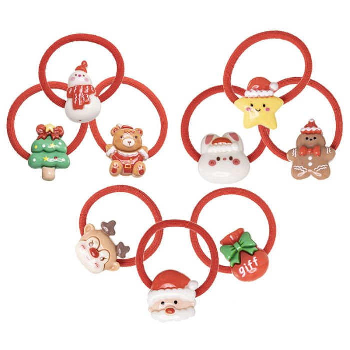 Mini scrunchie con motivi natalizi 3pz