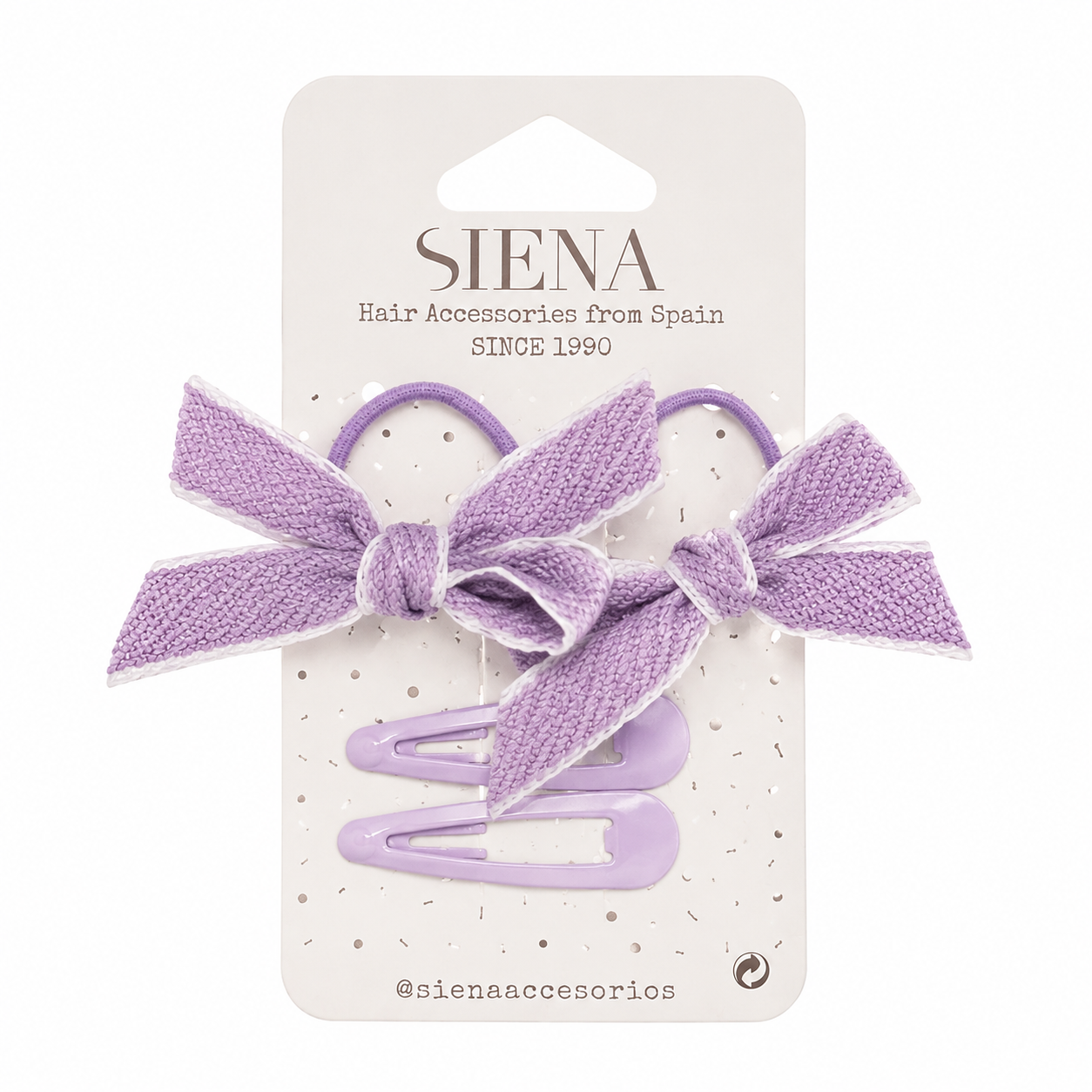 Confezione da due elastici con fiocco testurizzato + 2 fermagli