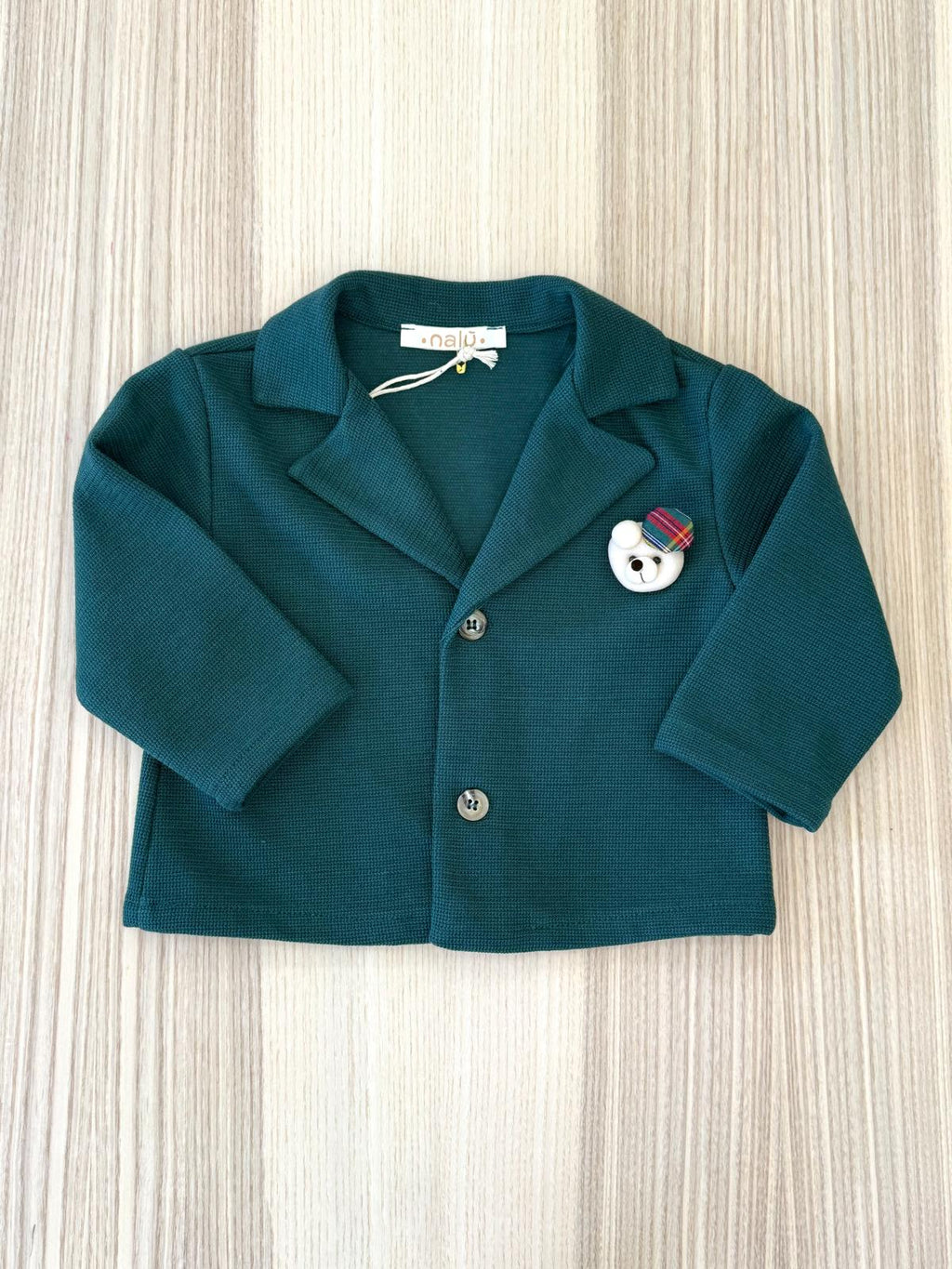 Cardigan verde con orsetto